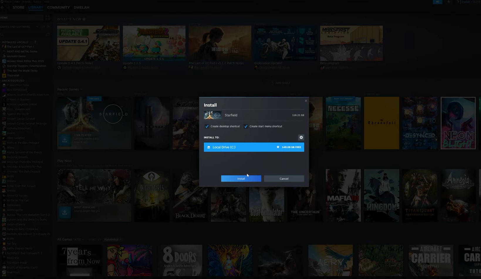 Navigate to Steam Library