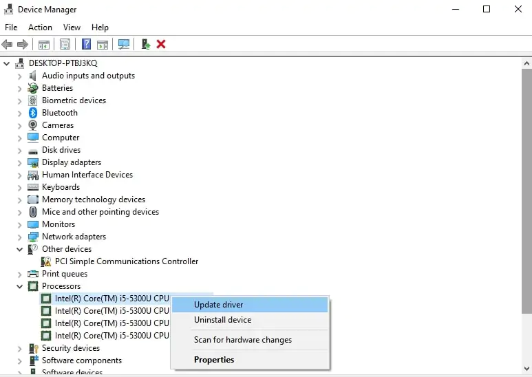 device manager driver update